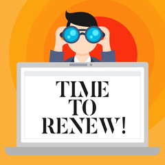 Conceptual hand writing showing Time To Renew. Business photo text Continue the insurance acquired Life and property protection