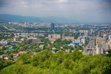 Panoramic view of residential area of Almaty, Kazakhstan