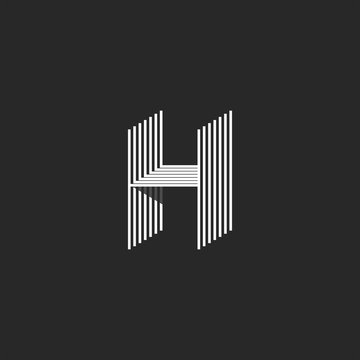 Creative 3d logo H letter monogram thin parallel lines style, isometric linear identity emblem