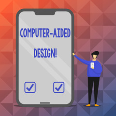 Text sign showing Computer Aided Design. Conceptual photo CAD industrial designing by using electronic devices