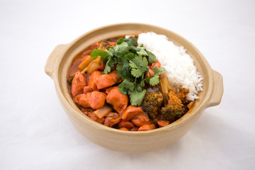 Butter chicken curry with Broccoli in Bowl