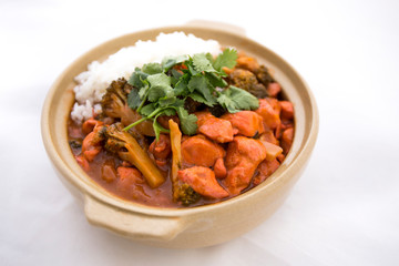 Butter chicken curry with Broccoli in Bowl