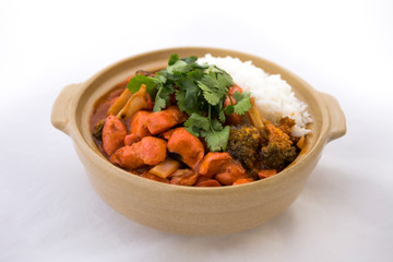 Butter chicken curry with Broccoli in Bowl