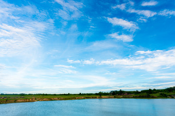 blue sky and white clouds.
