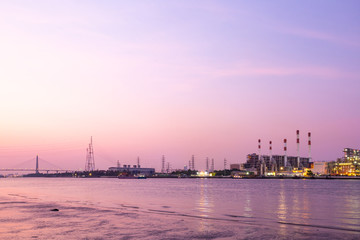 Power plant during the evening
