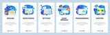 Mobile app onboarding screens. Digital marketing, alert message, mailing, hosting. Menu vector banner template for website and mobile development. Web site design flat illustration
