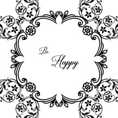 Vector illustration various pattern flower frame for decoration writing be happy