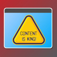 Obraz premium Text sign showing Content Is King. Conceptual photo articles or posts can guarantee you success Advertising