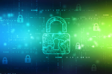 2d illustration Safety concept: Closed Padlock on digital background