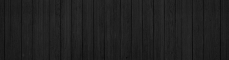 panorama of black wooden texure floor background table top view.
