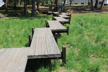 独特な様式の木道(青森県)