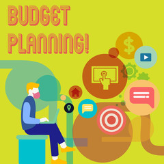Word writing text Budget Planning. Business concept for Financial Planning Evaluation of earnings and expenses