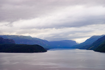 Fototapeta na wymiar Fjord landscape, Saudafjord in Norway