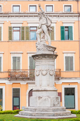 Fototapeta na wymiar View of Carrara (Italy), marble monument to Giuseppe Garibaldi, Italian general also known as the hero of the two worlds