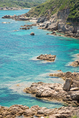 Landscape with Sea, Stones, Road and Coast of Santa Teresa di Gallura. Sardinia.