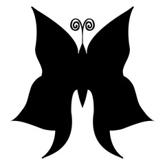 Abstract  illustration of hand drawn butterfly silhouette isolated on white background.
