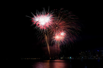 Fireworks at sea.