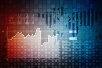 2d rendering Stock market online business concept. business Graph 