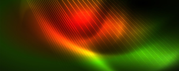 Vector neon light lines concept, abstract background