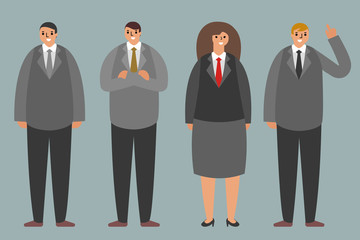 Office business team workers standing characters group concept modern flat design vector illustration