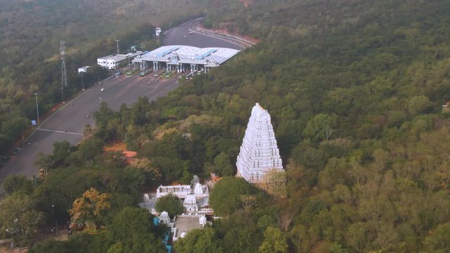 Tirupati in south India Tamil Nadu holy places, 4k aerial drone skyline footage