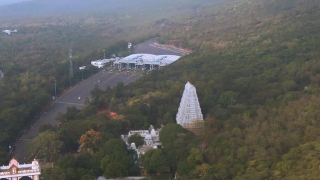Tirupati in south India Tamil Nadu holy places, 4k aerial drone skyline footage