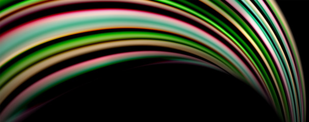 Fluid color waves with light effects, vector abstract background