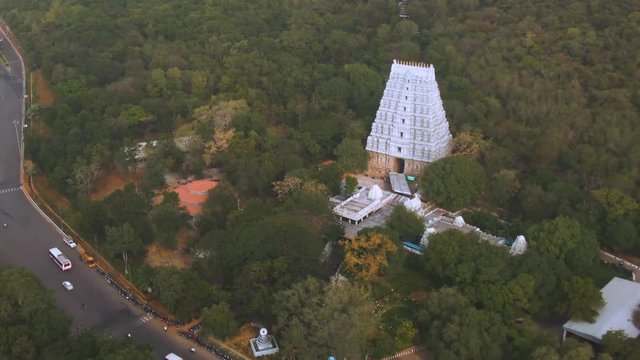 Tirupati in south India Tamil Nadu holy places, 4k aerial drone skyline footage