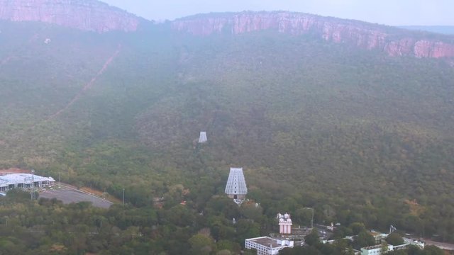 Tirupati in south India Tamil Nadu holy places, 4k aerial drone skyline footage