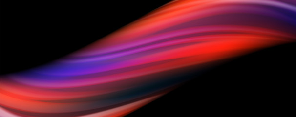 Fluid liquid color wave lines, glowing colorful light effect, abstract composition template. Geometric technology abstract pattern. Movement concept