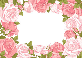 Floral Frame With Rose Flowers