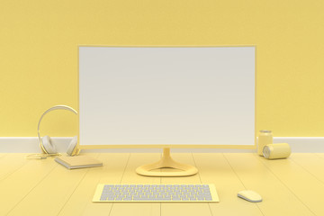 Yellow computer mock-up