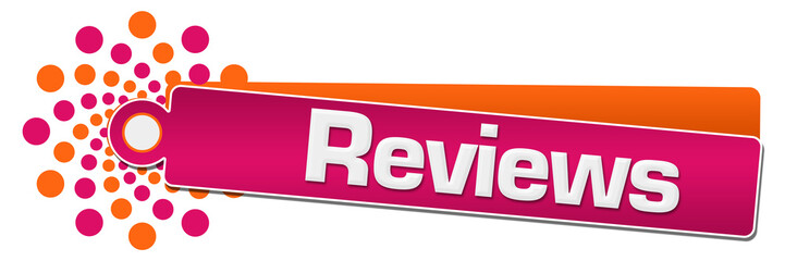 Reviews Pink Orange Circular Label 
