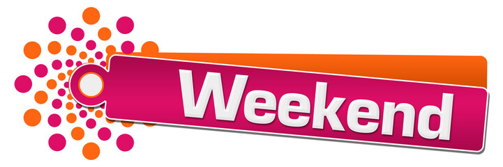 Weekend Pink Orange Circular Label 