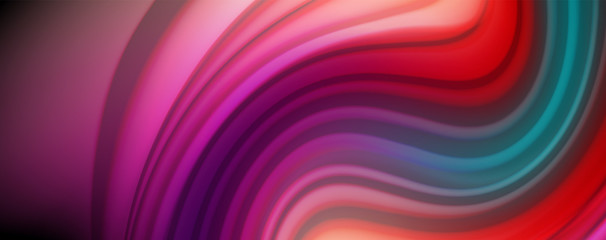 Obraz premium Abstract wave lines fluid rainbow style color stripes on black background. Artistic illustration for presentation, app wallpaper, banner or poster