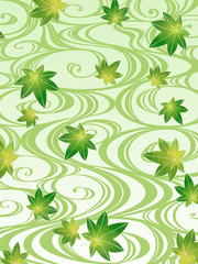 和柄　楓と流水文の背景素材