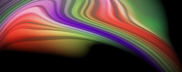 Fluid liquid color wave lines, glowing colorful light effect, abstract composition template. Geometric technology abstract pattern. Movement concept