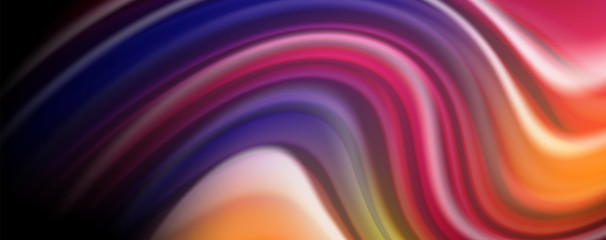 Obraz premium Abstract wave lines fluid rainbow style color stripes on black background. Artistic illustration for presentation, app wallpaper, banner or poster
