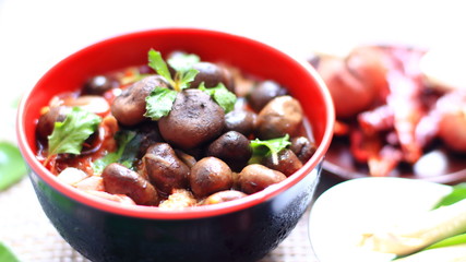 Thai mushroom soup ,Astraeus hygrometricus