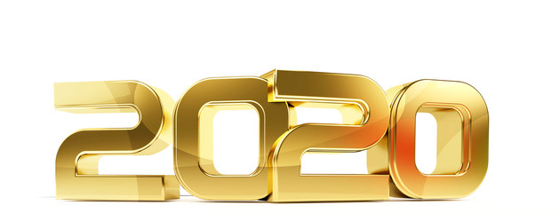 2020 bold letters symbol 3d-illustration - obrazy, fototapety, plakaty