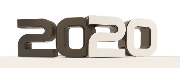 2020 bold letters symbol 3d-illustration