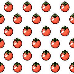 Vector seamless pattern with juicy persimmon