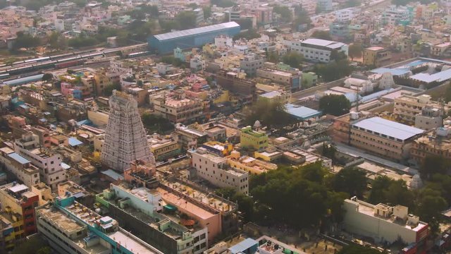 Tirupati in south India Tamil Nadu holy places, 4k aerial drone skyline footage