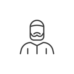 Muslim man line icon. linear style sign for mobile concept and web design. Traditional arabian man outline vector icon. Symbol, logo illustration. Vector graphics