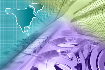 Mail signs, graph and buildings