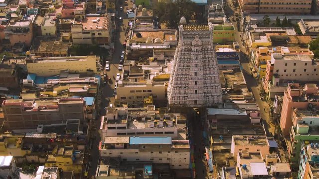 Tirupati in south India Tamil Nadu holy places, 4k aerial drone skyline footage