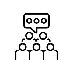 Black line icon for focus group
