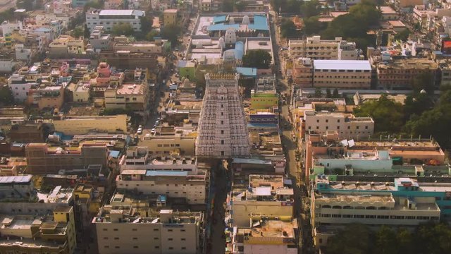 Tirupati in south India Tamil Nadu holy places, 4k aerial drone skyline footage