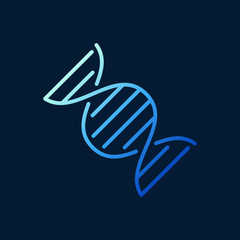 DNA vector blue concept outline icon or logo element on dark background