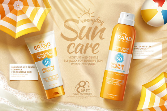 Sunscreen Spray And Tube Ads